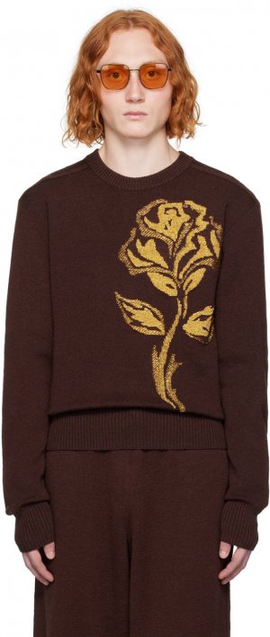 Коричневый свитер с розами Burberry