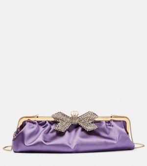 Украшенный атласный клатч , фиолетовый Gucci