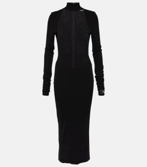 Платье миди из кружева шантильи и джерси , черный Dolce&Gabbana