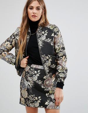 Комбинируемый пиджак с вышивкой и эффектом металлик Fashion Union. Цвет: мульти