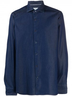 Рубашка с заостренным воротником Tintoria Mattei. Цвет: синий
