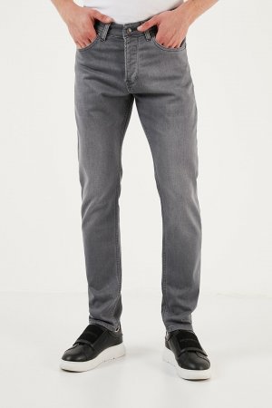 Хлопковые прямые джинсы стандартного кроя с нормальной талией 6440301 , темно-серый Buratti