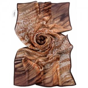 Палантин, натуральный шелк, 180х70 см, бежевый, коричневый Ungaro. Цвет: коричневый/бежевый
