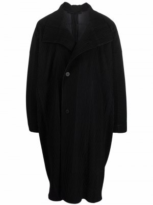 Плиссированное однобортное пальто Homme Plissé Issey Miyake. Цвет: черный