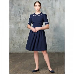 Школьное платье , размер 146-152, синий, белый Alisia Fiori. Цвет: синий/синий-белый/белый