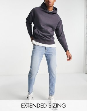Светло-синие зауженные джинсы стрейч DESIGN в винтажном стиле Asos