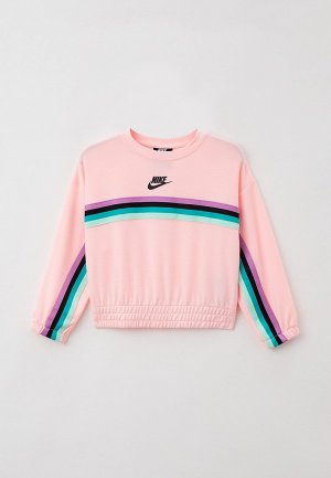 Свитшот Nike WILDFLOWER CREW SWEATSHIRT. Цвет: розовый