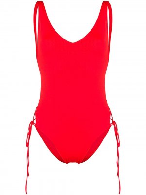Слитный купальник со шнуровкой Sian Swimwear. Цвет: красный