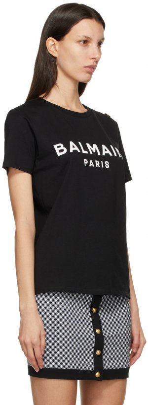 Black & White 3-Button Logo T-Shirt Balmain. Цвет: eab blk/wh