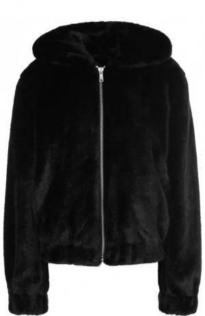 Куртка из эко-меха с капюшоном Helmut Lang. Цвет: черный