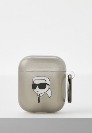 Чехол для наушников Karl Lagerfeld Airpods 1/2, силиконовый TPU. Цвет: серый