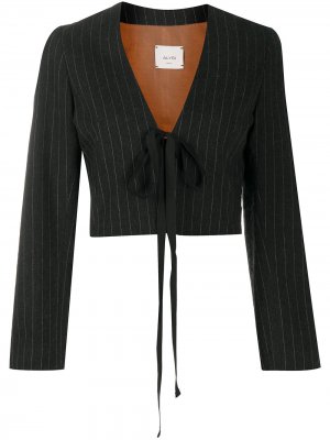 Пиджак в тонкую полоску с завязками Alysi. Цвет: серый