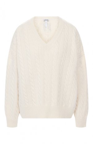 Шерстяной пуловер Loewe. Цвет: белый