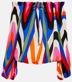 Рубашка с открытыми плечами и принтом PUCCI, разноцветный Pucci