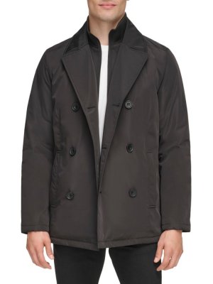 Двубортный пиджак с нагрудником, черный Kenneth Cole
