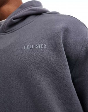 Серая толстовка свободного кроя с логотипом Hollister. Цвет: серый