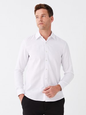 Мужская рубашка Добби Slim Fit с длинным рукавом , буксе белый LCW Vision