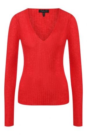Вязаный пуловер с V-образным вырезом Rag&Bone. Цвет: красный