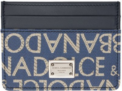 Визитница из жаккарда темно-синего цвета с покрытием Dolce&Gabbana