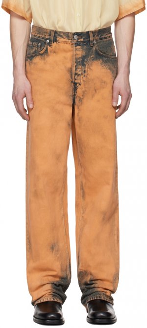 Оранжевые отбеленные джинсы Dries Van Noten