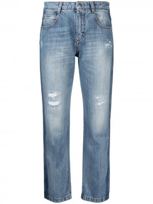 Укороченные джинсы с эффектом потертости Ermanno Scervino. Цвет: синий