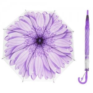 Зонт-трость Гербера, полуавтоматический, со свистком, R 41см, цвет фиолетовый. Цвет: фиолетовый