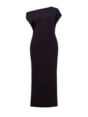 Облегающее платье-миди с асимметричным вырезом и завязками GENTRYPORTOFINO. Цвет: черный