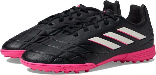 Бутсы Copa Pure.3 Turf Soccer (Little Kid/Big Kid) adidas, цвет Black/Zero Metallic Adidas
