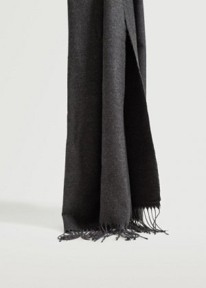 Однотонный шарф с бахромой - Xxl Mango. Цвет: серый