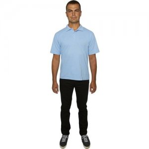 Рубашка поло мужская голубая с короткими рукавами (размер S, 46, 220 г/кв.м) Zolla. Цвет: голубой