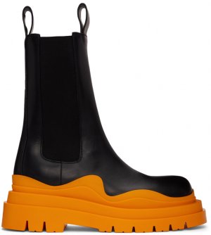Черно-оранжевые ботинки челси из покрышек Bottega Veneta