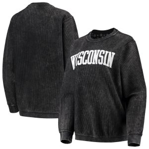 Женский свитер Pressbox Black Wisconsin Badgers с удобным шнурком в винтажном стиле, базовый пуловер аркой Unbranded