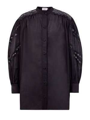 Свободная рубашка из хлопка с ажурной вышивкой CHARO RUIZ IBIZA. Цвет: черный