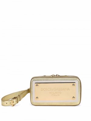 Мини-клатч с логотипом Dolce & Gabbana. Цвет: золотистый