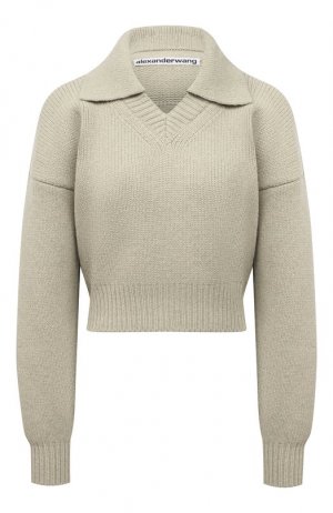 Шерстяной свитер Alexander Wang. Цвет: зелёный
