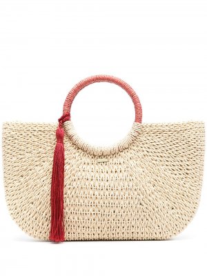 Большая плетеная сумка-тоут с кисточкой Melissa Odabash. Цвет: коричневый