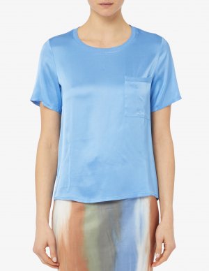 Атласная футболка с карманом , светло-синий Manila Grace