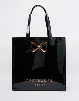 Большая однотонная сумка с бантом Ted Baker. Цвет: черный