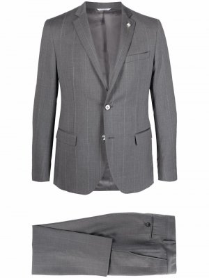 Полосатый костюм с однобортным пиджаком Manuel Ritz. Цвет: серый