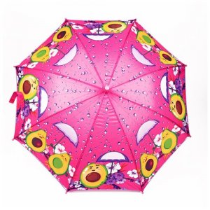 Зонт трость детский для мальчиков и девочек Авокадо полуавтоматический зонт-трость; малышей с сиреневой ручкой Baziator. Цвет: розовый/фиолетовый