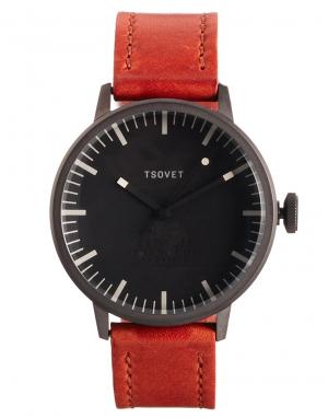 Часы с коричневым кожаным ремешком SC221011 Tsovet. Цвет: рыжий