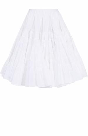 Пышная многоярусная юбка-миди Alaia. Цвет: белый