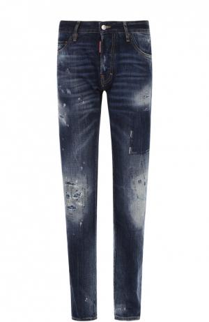 Зауженные джинсы с потертостями Dsquared2. Цвет: синий