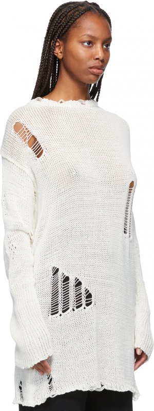 White Knit Damage Sweater Kim Matin. Цвет: white