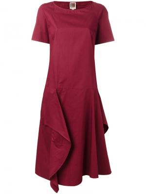 Расклешенное платье с рюшами IM Isola Marras I'M. Цвет: красный