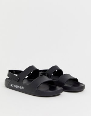 Черные сандалии с логотипом Patton-Черный Calvin Klein