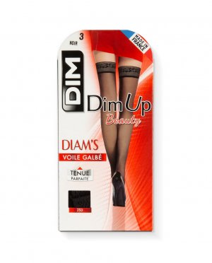 Полупрозрачные моделирующие чулки Diam с кружевной подвязкой Dim, черный DIM