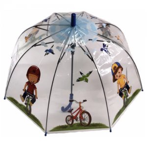 Зонт - трость прозрачный/ Детский зонтик от дождя , полуавтомат, складной, арт. С-537, синий GALAXY. Цвет: синий