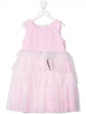 Платье из тюля с короткими рукавами Miss Blumarine. Цвет: розовый