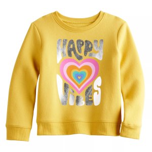 Флисовый пуловер с круглым вырезом и рисунком для девочек 4–12 лет Jumping Beans